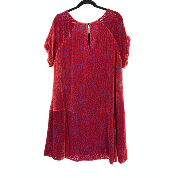 Johnny Was Women's Size L Doris Velvet Burnout Mini Dress Scoop Neck Solid Red - Picture 2 of 8